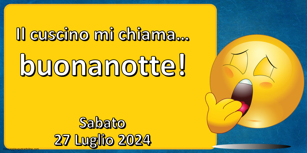 Il cuscino mi chiama…buonanotte! Sabato 27 Luglio 2024