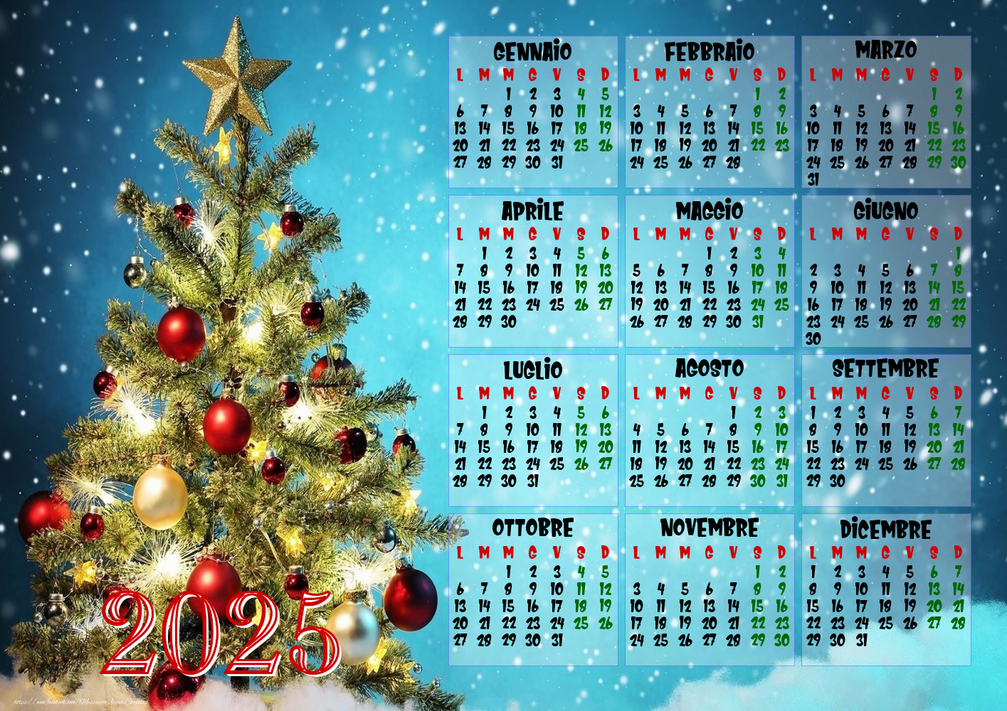 Calendario 2025 - Albero di Natale - Modello 0026