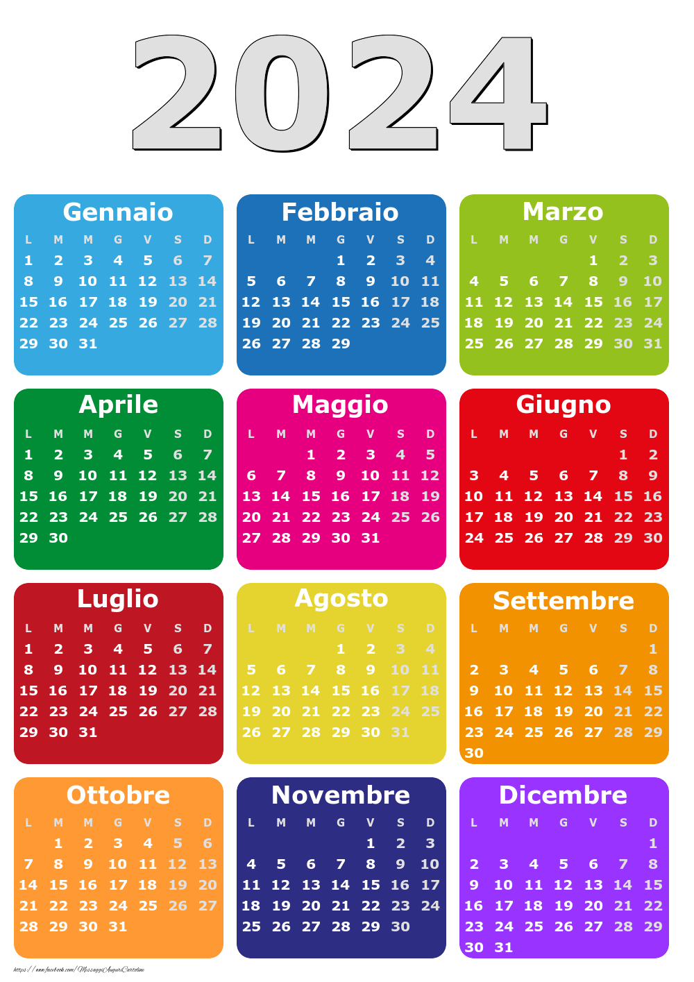 Calendario 2024 - Multicolor - Modello 0024