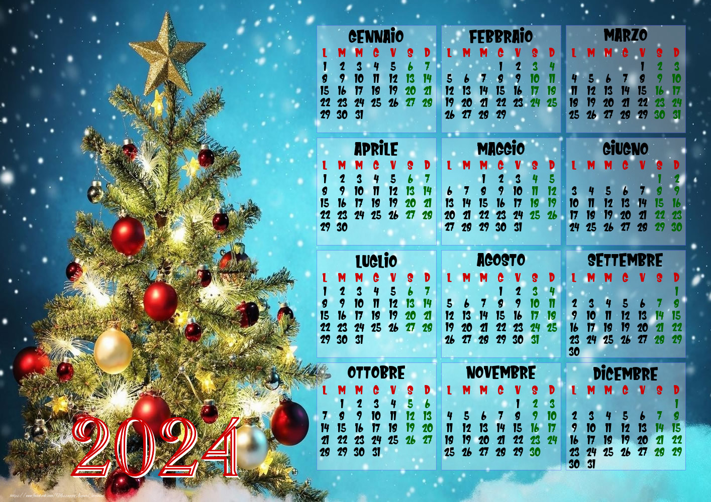 Calendario 2024 - Albero di Natale - Modello 0026