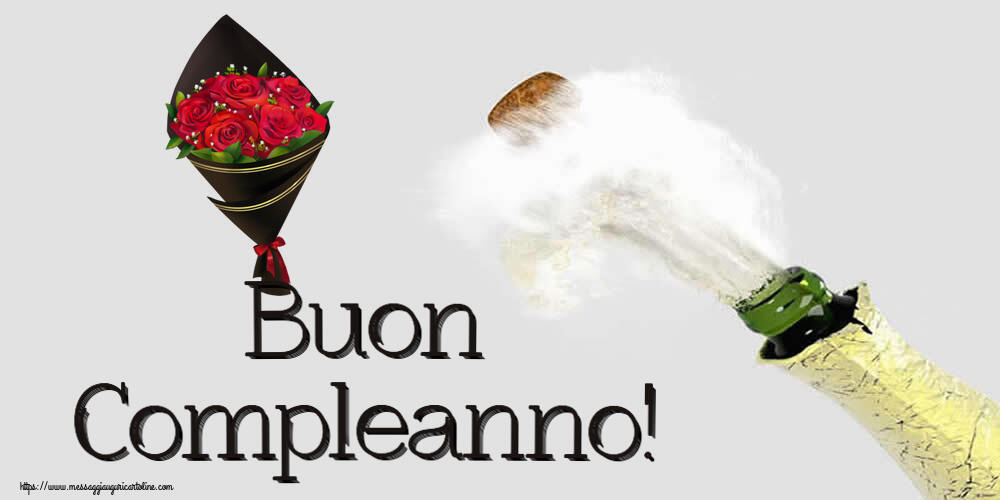 Cartoline di compleanno - Buon Compleanno! ~ un mazzo di rose - Disegno - messaggiauguricartoline.com