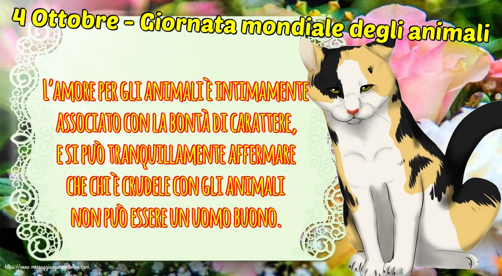 Giornata mondiale degli animali 4 Ottobre - Giornata mondiale degli animali