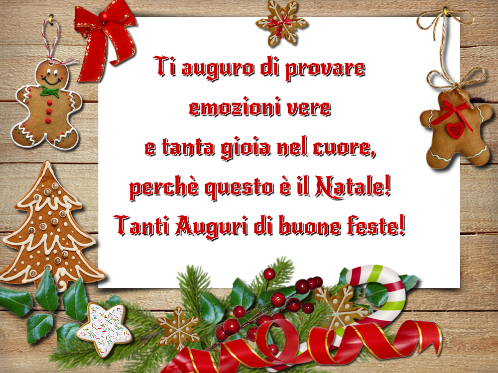 Cartoline di Natale - Ti auguro di provare emozioni vere e tanta gioia nel cuore, perchè questo è il Natale! Tanti Auguri di buone feste! - messaggiauguricartoline.com