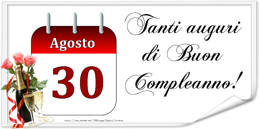 Cartoline di 30 Agosto - Tanti auguri di Buon Compleanno! - Agosto.30