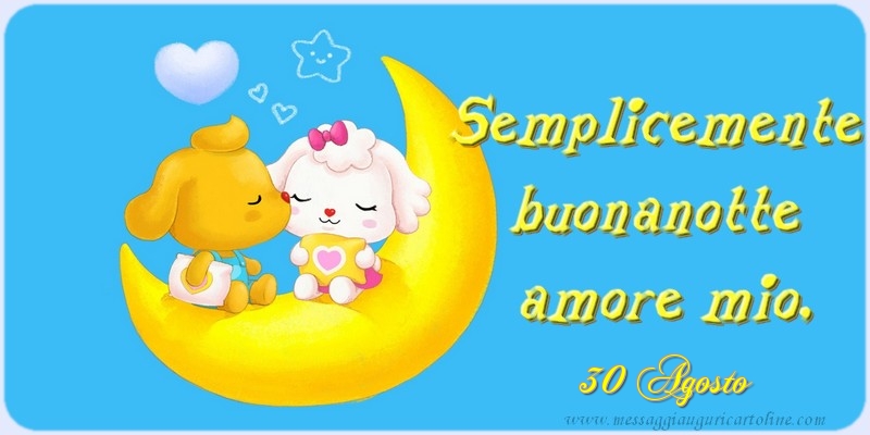 Cartoline di 30 Agosto - 30 Agosto - Semplicemente  buonanotte  amore mio!