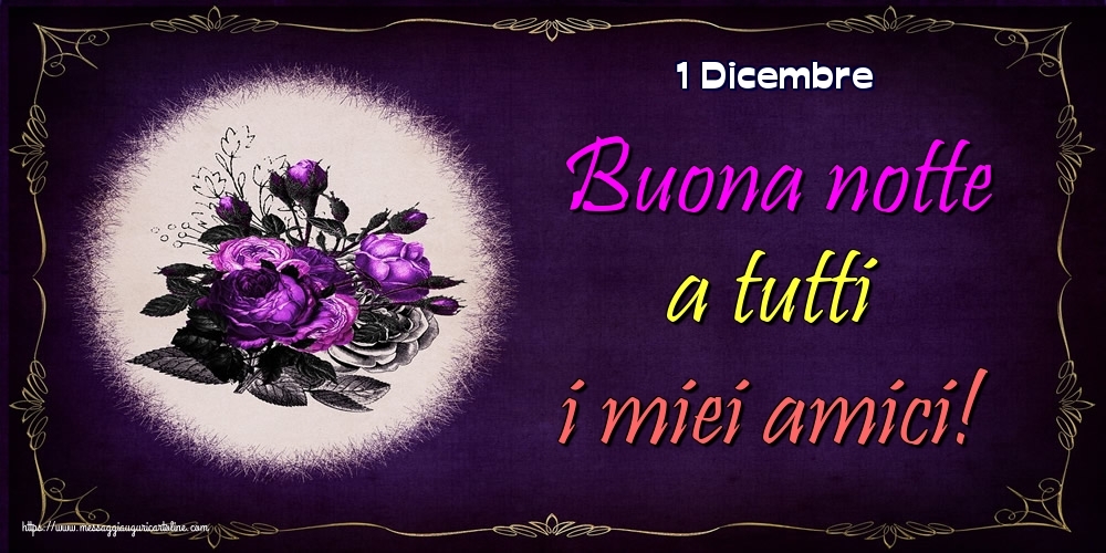 Cartoline di 1 Dicembre - 1 Dicembre - Buona notte a tutti i miei amici!