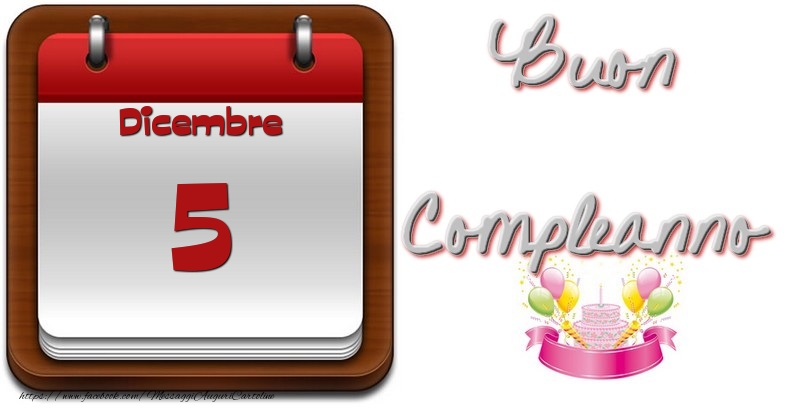 Cartoline di 5 Dicembre - Dicembre 5 Buon Compleanno