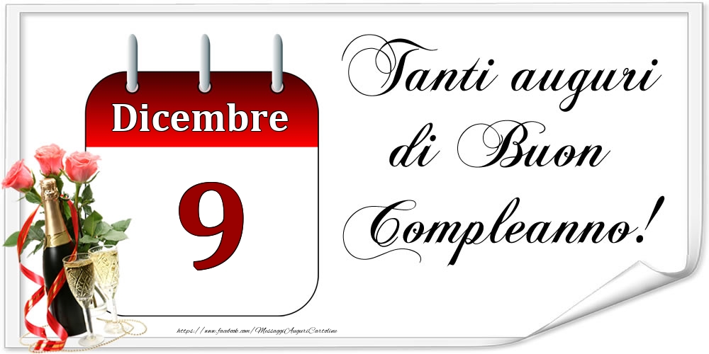 Cartoline di 9 Dicembre - Tanti auguri di Buon Compleanno! - Dicembre.9