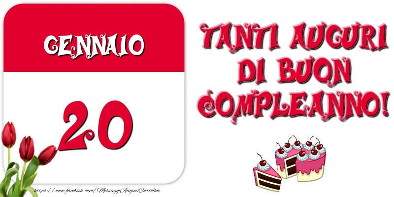 Cartoline di 20 Gennaio - Gennaio 20 Tanti auguri di Buon Compleanno!