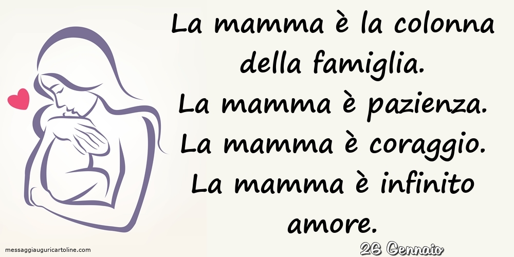 Cartoline di 26 Gennaio - 26 Gennaio - La mamma è la colonna della famiglia