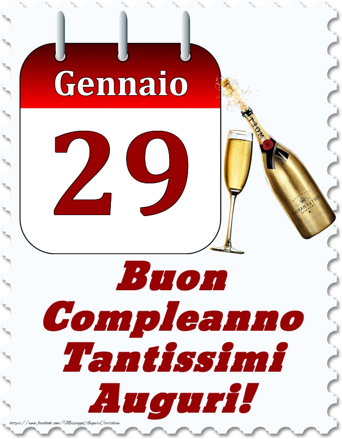 Cartoline di 29 Gennaio - Gennaio 29 Buon Compleanno Tantissimi Auguri!