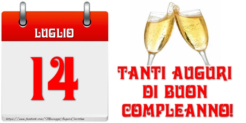 Cartoline di 14 Luglio - Luglio 14 Tanti auguri di Buon Compleanno!