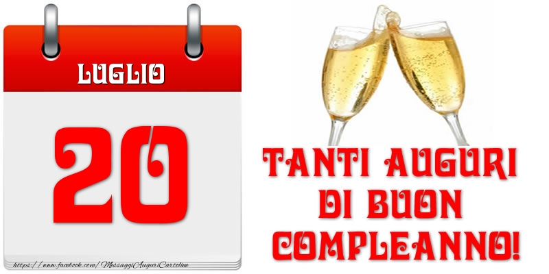 Cartoline di 20 Luglio - Luglio 20 Tanti auguri di Buon Compleanno!