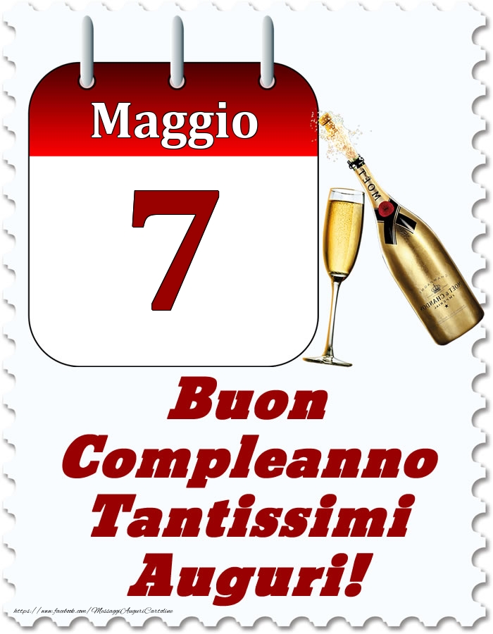 Cartoline di 7 Maggio - Maggio 7 Buon Compleanno Tantissimi Auguri!