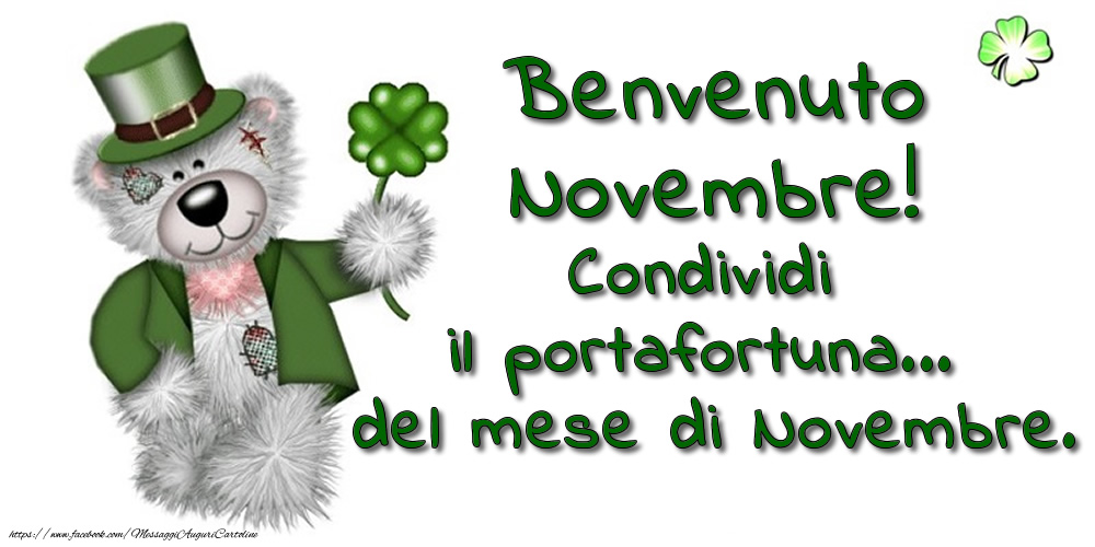 Cartoline di 1 Novembre - Benvenuto Novembre! Condividi il portafortuna... del mese di Novembre.