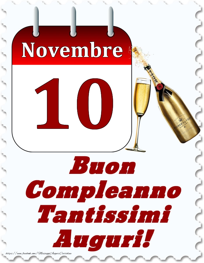 Cartoline di 10 Novembre - Novembre 10 Buon Compleanno Tantissimi Auguri!