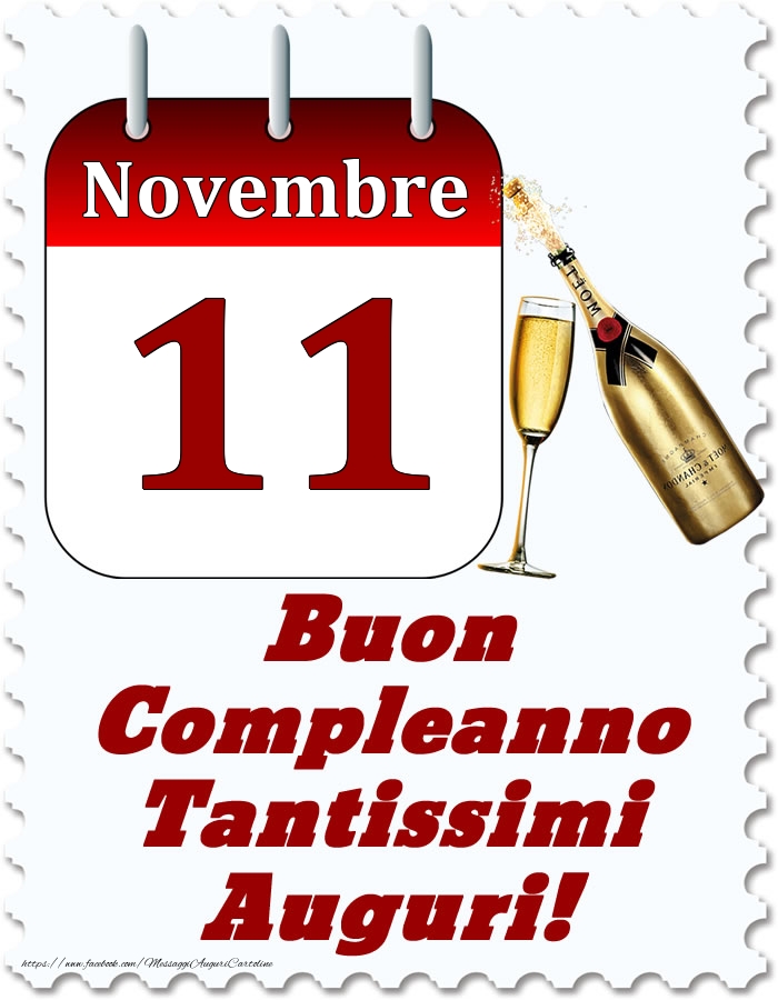 Cartoline di 11 Novembre - Novembre 11 Buon Compleanno Tantissimi Auguri!