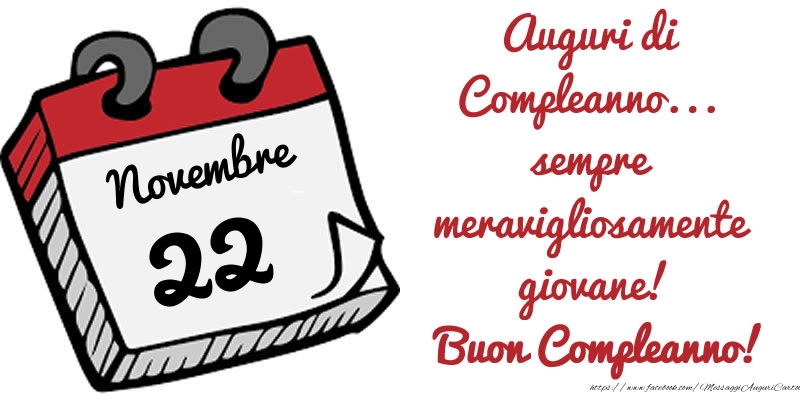 Cartoline di 22 Novembre - 22 Novembre - Auguri di Compleanno... sempre meravigliosamente giovane! Buon Compleanno!