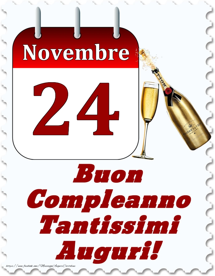 Cartoline di 24 Novembre - Novembre 24 Buon Compleanno Tantissimi Auguri!