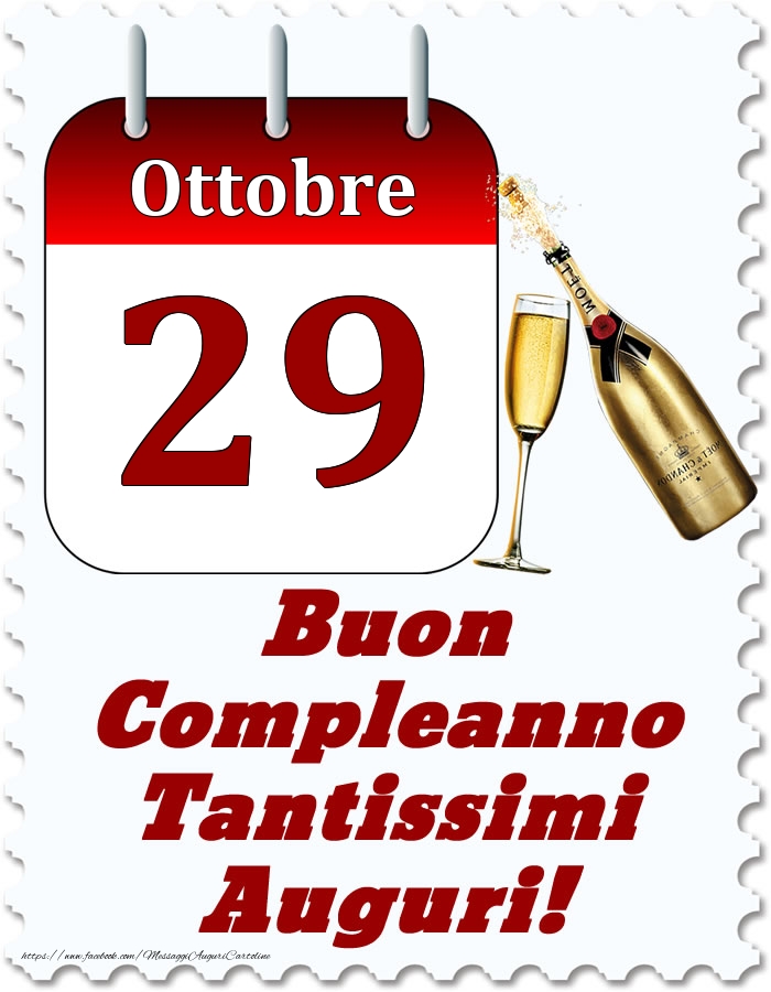 Cartoline di 29 Ottobre - Ottobre 29 Buon Compleanno Tantissimi Auguri!