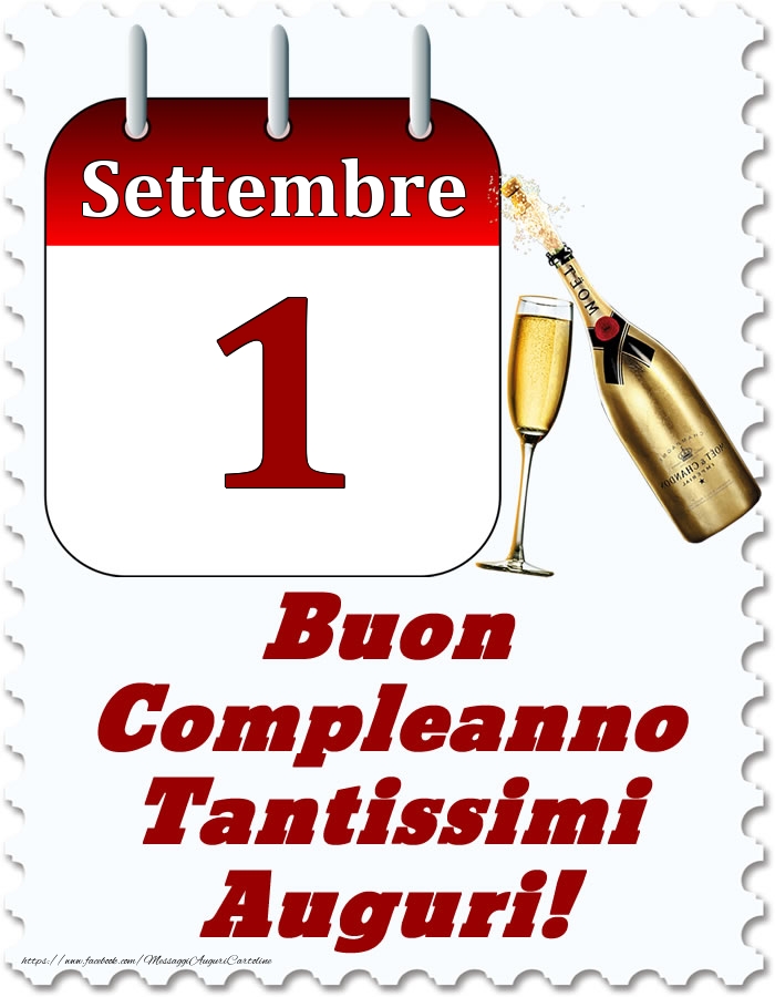 Cartoline di 1 Settembre - Settembre 1 Buon Compleanno Tantissimi Auguri!