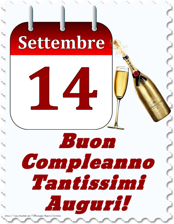 Cartoline di 14 Settembre - Settembre 14 Buon Compleanno Tantissimi Auguri!