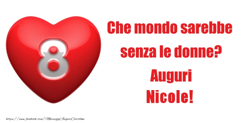 Cartoline di 8 Marzo - Che mondo sarebbe  senza le donne? Auguri Nicole!