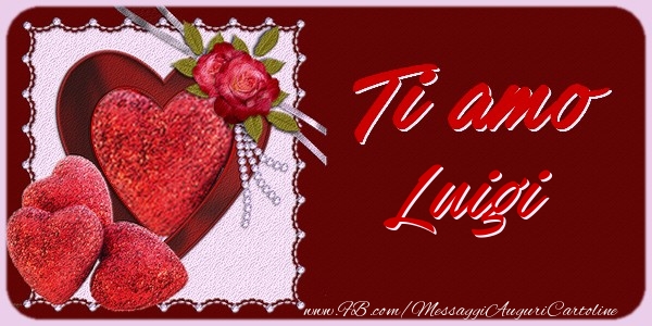  Cartoline d'amore - Cuore & Fiori & 1 Foto & Cornice Foto | Ti amo Luigi