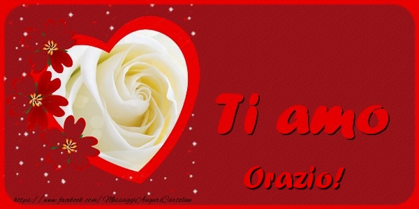  Cartoline d'amore - Cuore & Fiori & 1 Foto & Cornice Foto | Ti amo Orazio