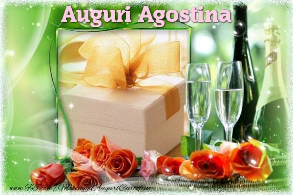  Cartoline di auguri - Champagne & Rose & 1 Foto & Cornice Foto | Auguri Agostina