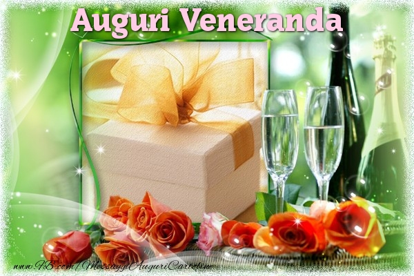 Cartoline di auguri - Champagne & Rose & 1 Foto & Cornice Foto | Auguri Veneranda