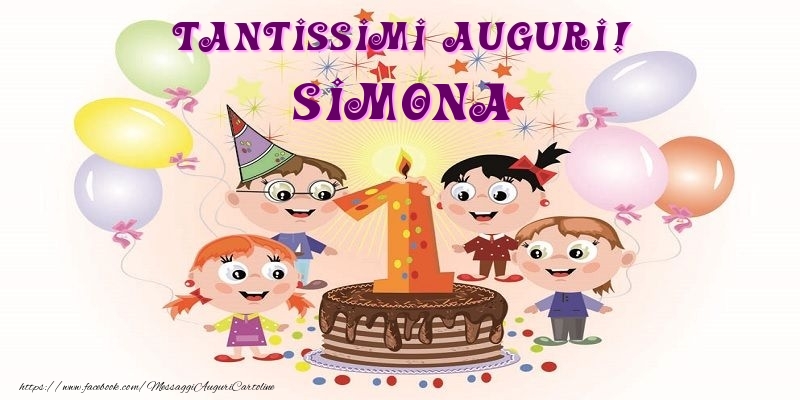 Cartoline per bambini - Tantissimi Auguri! Simona