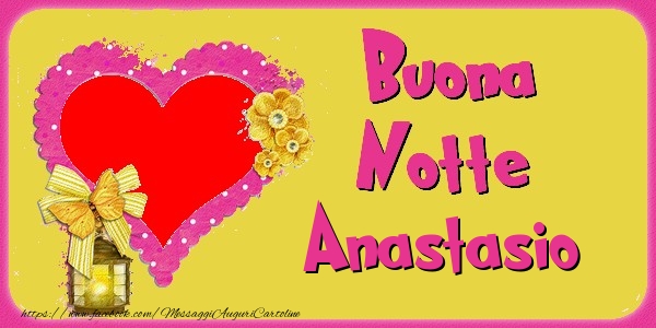 Cartoline di buonanotte - Cuore & Fiori & 1 Foto & Cornice Foto | Buona Notte Anastasio