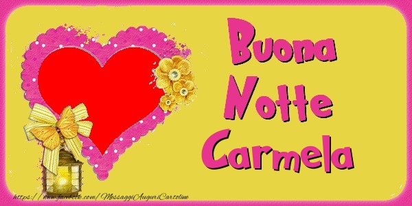 Cartoline di buonanotte - Cuore & Fiori & 1 Foto & Cornice Foto | Buona Notte Carmela