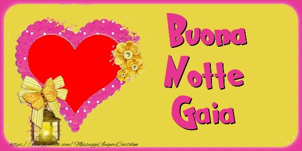 Cartoline di buonanotte - Cuore & Fiori & 1 Foto & Cornice Foto | Buona Notte Gaia