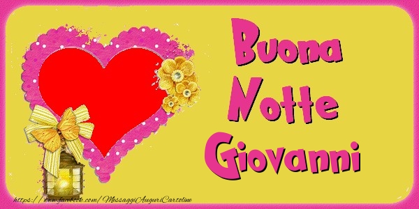 Cartoline di buonanotte - Cuore & Fiori & 1 Foto & Cornice Foto | Buona Notte Giovanni