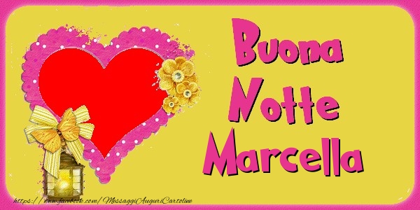 Cartoline di buonanotte - Cuore & Fiori & 1 Foto & Cornice Foto | Buona Notte Marcella