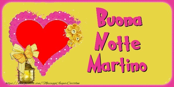 Cartoline di buonanotte - Cuore & Fiori & 1 Foto & Cornice Foto | Buona Notte Martino