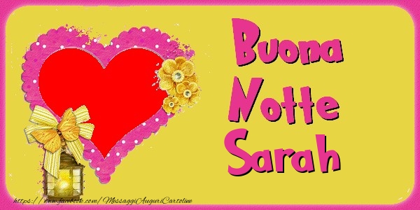 Cartoline di buonanotte - Cuore & Fiori & 1 Foto & Cornice Foto | Buona Notte Sarah