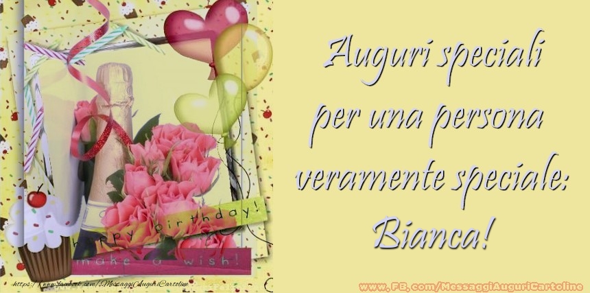  Cartoline di compleanno - Champagne & Cuore & Fiori & Palloncini | Auguri speciali per una persona  veramente speciale: Bianca