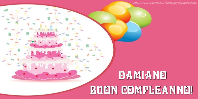  Cartoline di compleanno -  Torta per Damiano Buon Compleanno!