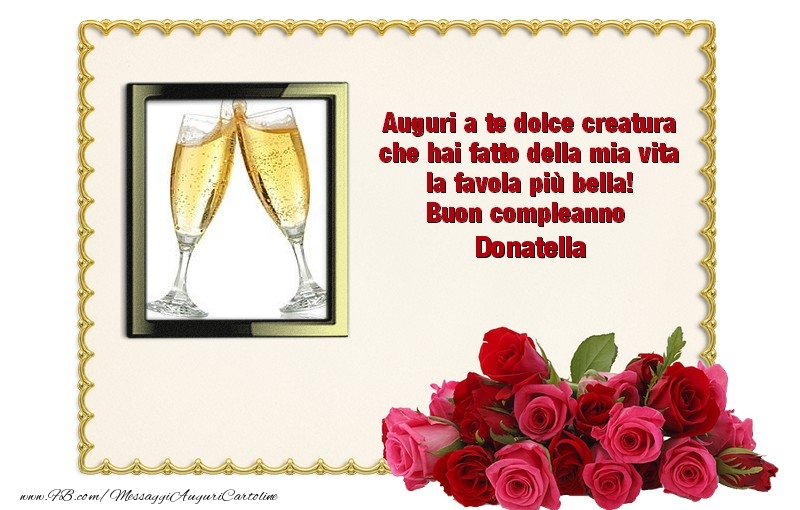  Cartoline di compleanno - Mazzo Di Fiori & Rose & 1 Foto & Cornice Foto | Buon Compleanno Donatella