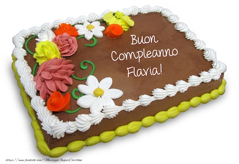  Cartoline di compleanno -  Torta al cioccolato: Buon Compleanno Flavia!