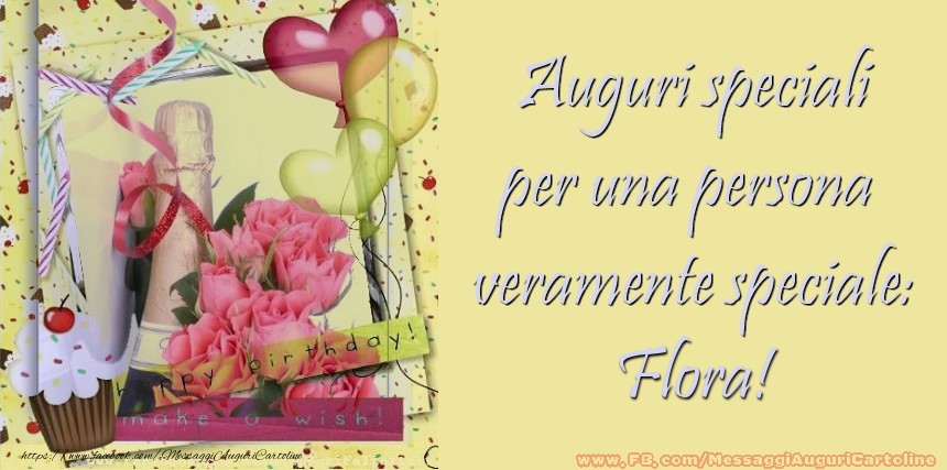  Cartoline di compleanno - Champagne & Cuore & Fiori & Palloncini | Auguri speciali per una persona  veramente speciale: Flora