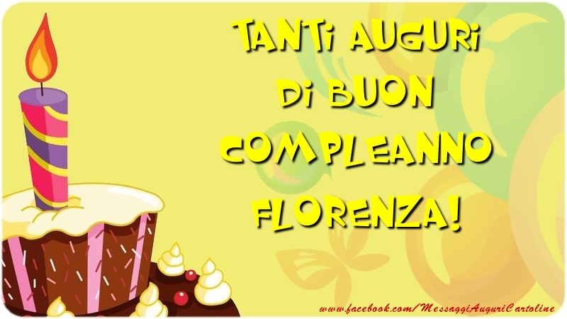 Cartoline di compleanno - Palloncini & Torta | Tanti Auguri di Buon Compleanno Florenza