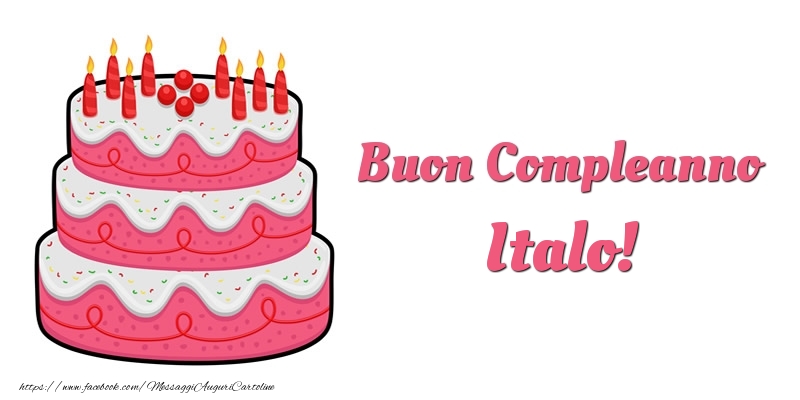  Cartoline di compleanno -  Torta Buon Compleanno Italo
