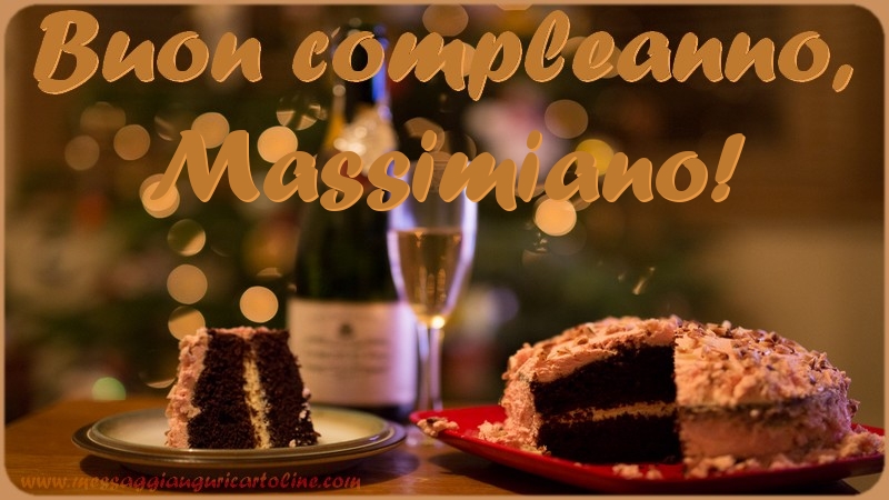 Cartoline di compleanno - Champagne & Torta | Buon compleanno, Massimiano