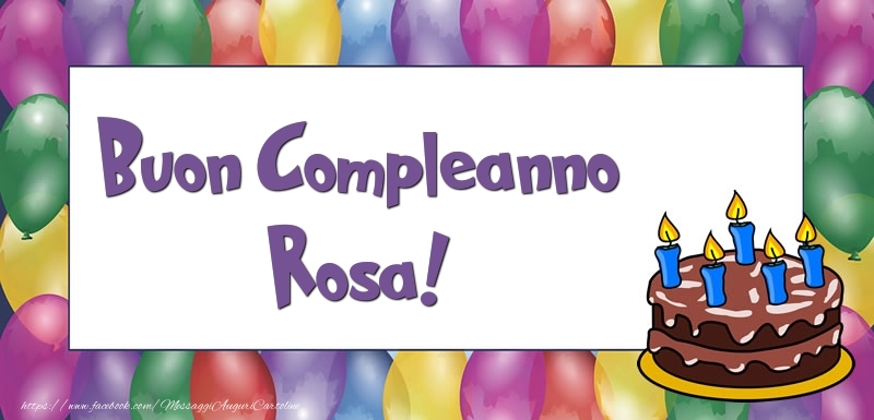  Cartoline di compleanno - Palloncini & Torta | Buon Compleanno Rosa