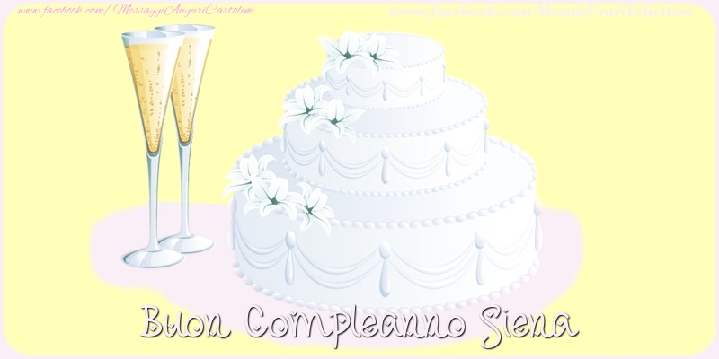 Cartoline di compleanno - Champagne & Torta | Buon compleanno Siena