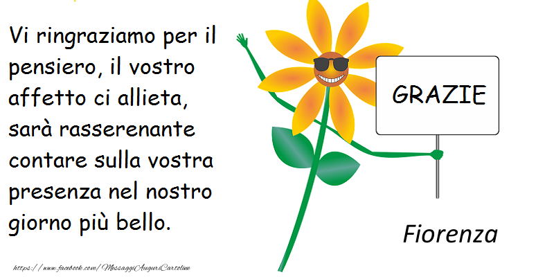 Cartoline di grazie - vi ringrazio Fiorenza